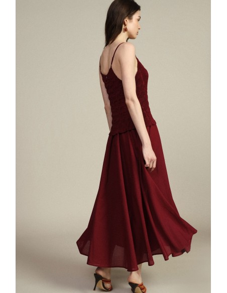 Vestido longo com corpete franzido Dixie