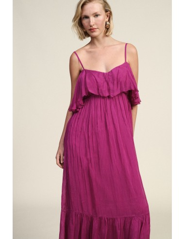 Vestido Longo com Alças e Folhos Dixie