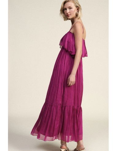 Vestido Longo com Alças e Volantes Dixie