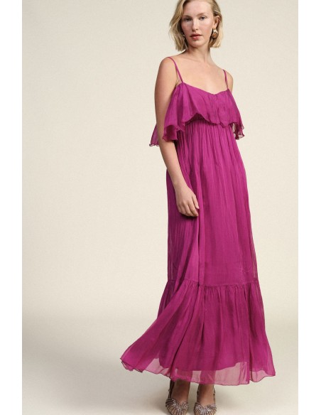Vestido Longo com Alças e Folhos Dixie