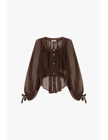 Camisa ampla com mangas bufantes e laços Dixie