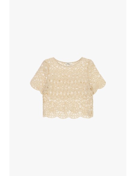 Top Traforato Con Maniche Corte E Bordo Smerlato Dixie - Vestiti Fi...
