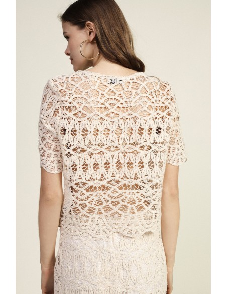 Top Traforato Con Maniche Corte E Bordo Smerlato Dixie - Vestiti Fi...