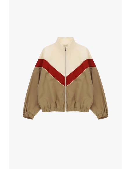 Bomber com fecho de correr motivo geométrico e punhos elásticos Dixie