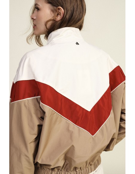 Bomber com fecho de correr, motivo geométrico e punhos elásticos Dixie