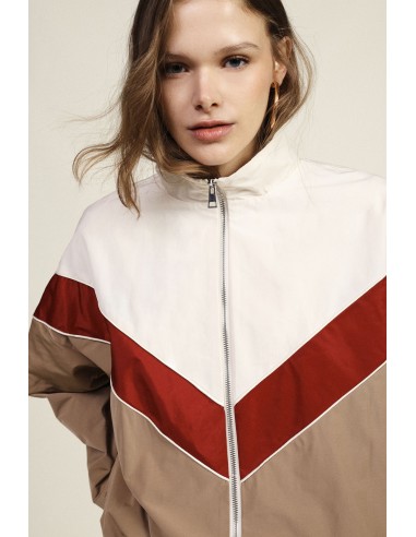 Bomber com Fecho de Correr, Padrão Geométrico e Punhos Elásticos Dixie