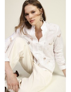 Camicia Collo Alla Coreana E Chiusura Con Bottoni Dixie - Vestiti F...