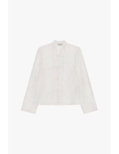 Camisa com colarinho à coreana e fecho de botões Dixie
