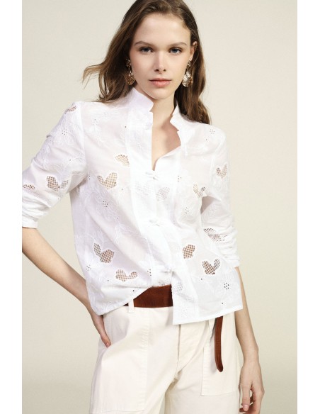 Camisa Gola Mandarim e Fecho com Botões Dixie