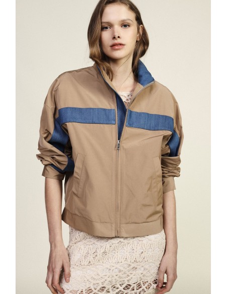 Bomber Com Faixa Em Contraste E Fecho Éclair Dixie