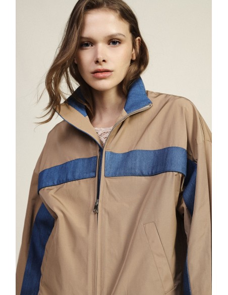 Bomber com faixa contrastante e fecho de correr Dixie