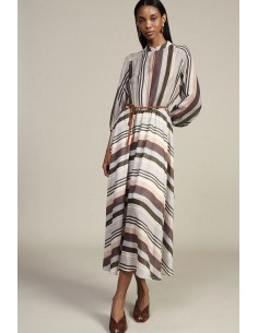Abito Lungo A Righe Con Cintura Intrecciata Dixie - Vestiti Firmati...