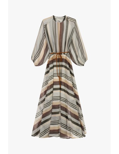 Vestido longo às riscas com cinto trançado Dixie