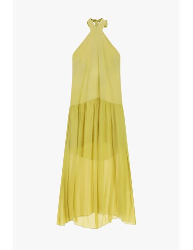 Vestido Longo com Decote Halter e Folho Dixie