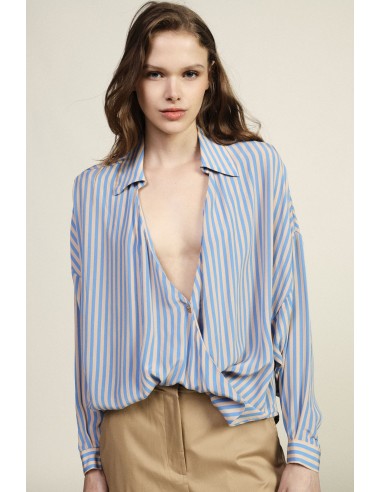 Blusa A Righe Incrociata Con Colletto Classico Dixie - Vestiti Firm...