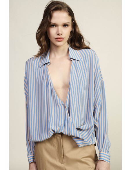 Blusa A Righe Incrociata Con Colletto Classico Dixie - Vestiti Firm...