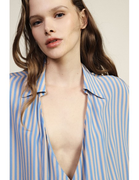 Blusa A Righe Incrociata Con Colletto Classico Dixie - Vestiti Firm...