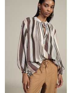 Blusa ampla às riscas com mangas compridas Dixie