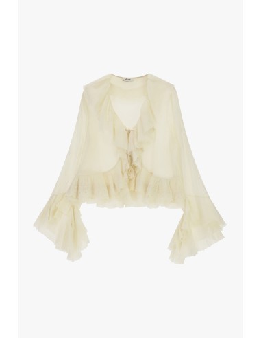 Blusa Curta con Folhos e Mangas Amplas Dixie