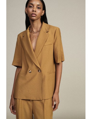 Blazer de abotoamento duplo, mangas curtas e bolsos Dixie