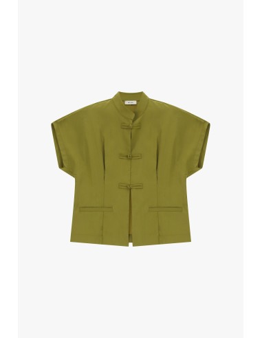 Camisa Curta Com Fecho De Nó E Bolsos Frontais Dixie
