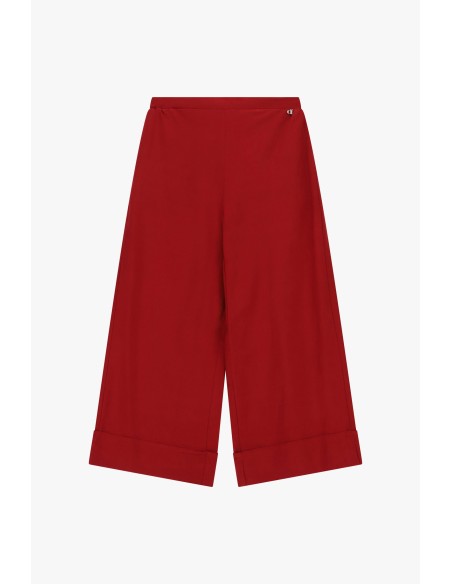 Calças Palazzo Cropped com Maxi Barra Virada Dixie