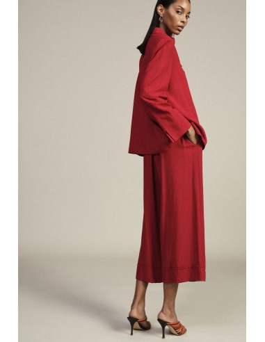 Calças Palazzo Cropped com Maxi Barra Virada Dixie