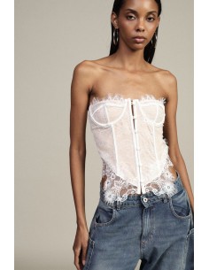 Body com Inserções em Renda e Barbatanas Dixie