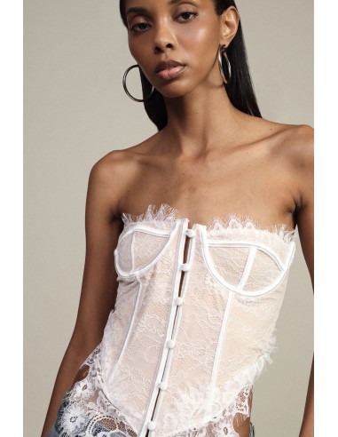 Bodysuit com aplicações em renda e barbatanas Dixie