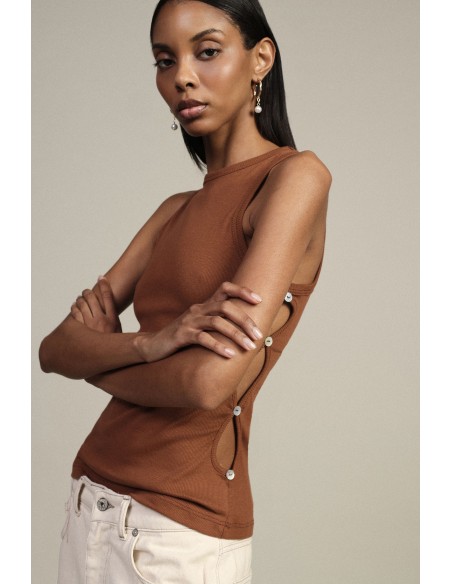 Top Smanicato Con Bottoni Laterali Sagomati Dixie - Vestiti Firmati...