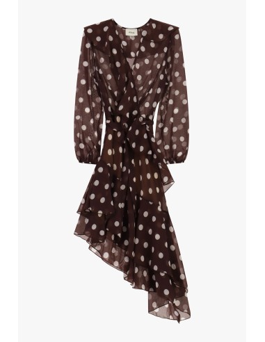 Vestido Curto de Bolinhas com Folhos Assimétricos Dixie