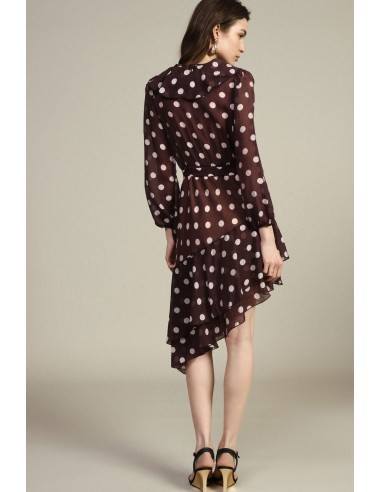 Vestido curto de bolinhas com folhos assimétricos Dixie