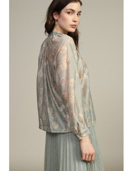 Camisa Ampla com Estampa Floral e Mangas Compridas Dixie