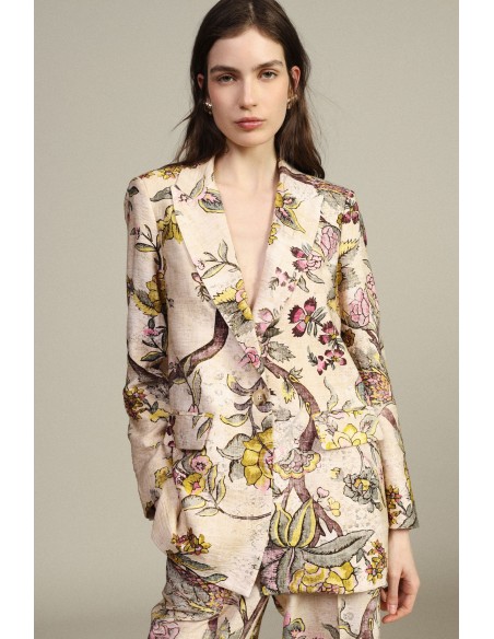 Blazer Fantasia Floreale Monopetto Con Tasche Dixie - Vestiti Firma...