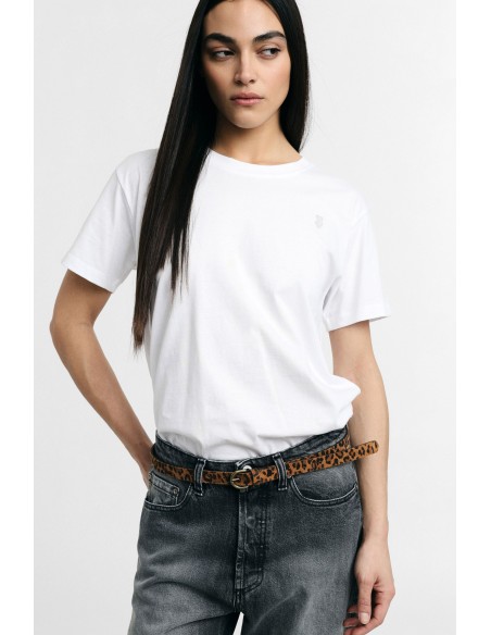 T-shirt corte regular gola redonda logótipo bordado Please
