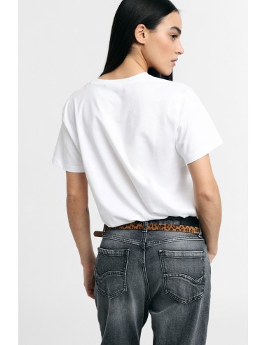T-shirt de corte regular, gola redonda, logótipo bordado Please