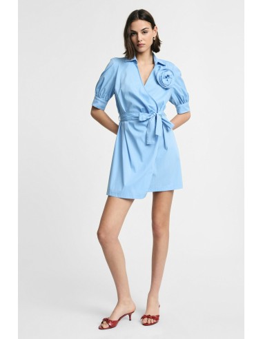 Abito Corto Incrociato Con Cintura E Fiore Please - Vestiti Firmati...