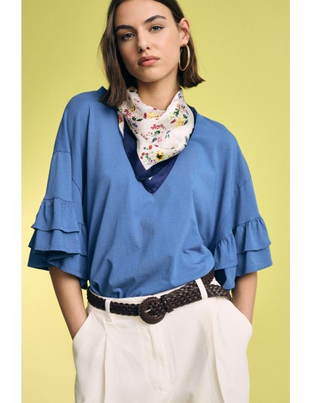 Top Con Maniche Corte A Balze E Linea Dritta Please - Vestiti Firma...