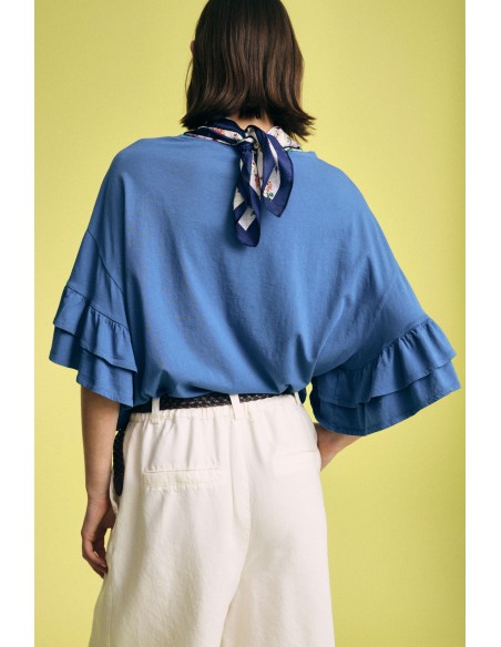 Top Con Maniche Corte A Balze E Linea Dritta Please - Vestiti Firma...