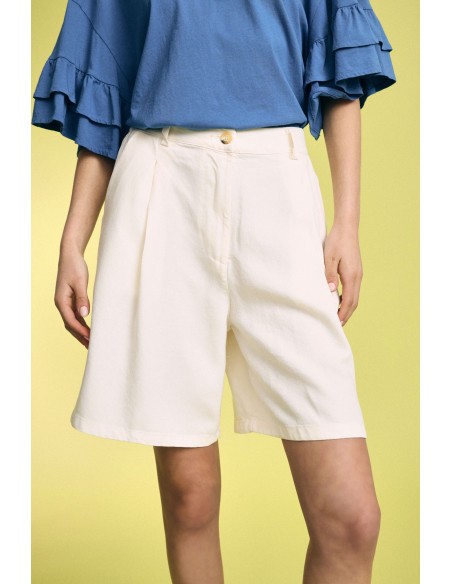 Shorts corte regular com pences e bolsos laterais Please