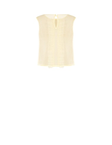 Blusa Quadrada Transparente Em Tule Com Bolinhas E Folhos Rinascimento