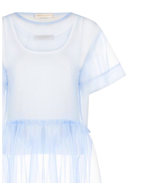 Top amplo em tule com folho e com top de alças coordenado incluído Rinascimento