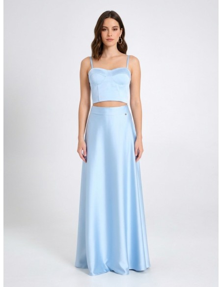 Crop top corset em cetim com copas Rinascimento