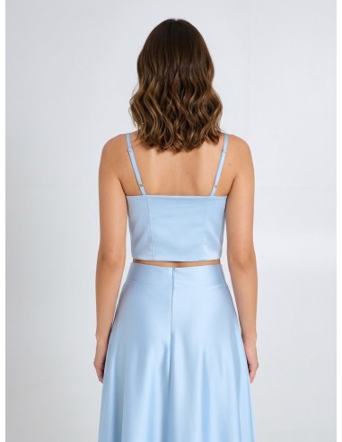 Top cropped corpete em cetim com copas Rinascimento