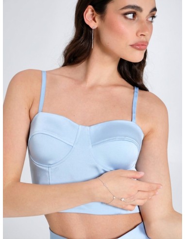 Top curto corpete em cetim com copas Rinascimento