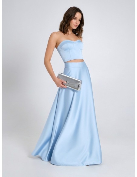 Crop top corpete em cetim com copas Rinascimento