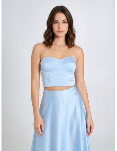 Top curto corpete em cetim com copas Rinascimento