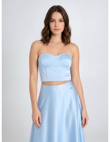 Top curto corpete em cetim com copas Rinascimento