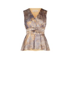 Top em raso com decote em V e franzido na cintura Rinascimento