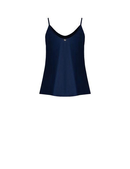 Top cinturado fluido em cetim Rinascimento